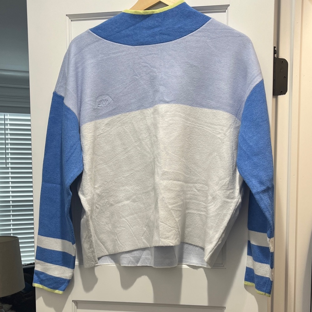 Maeve Blue and White Striped Sweater